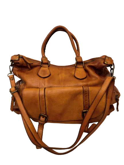 Light Brown Leather Saddle Bag