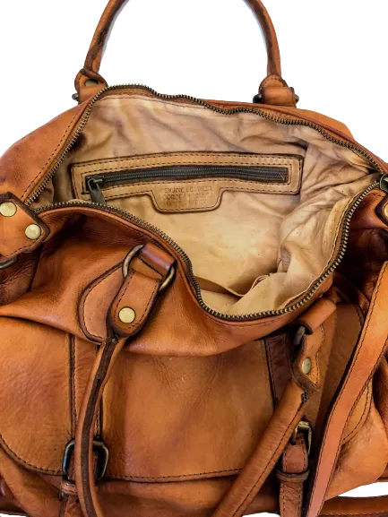 Light Brown Leather Saddle Bag