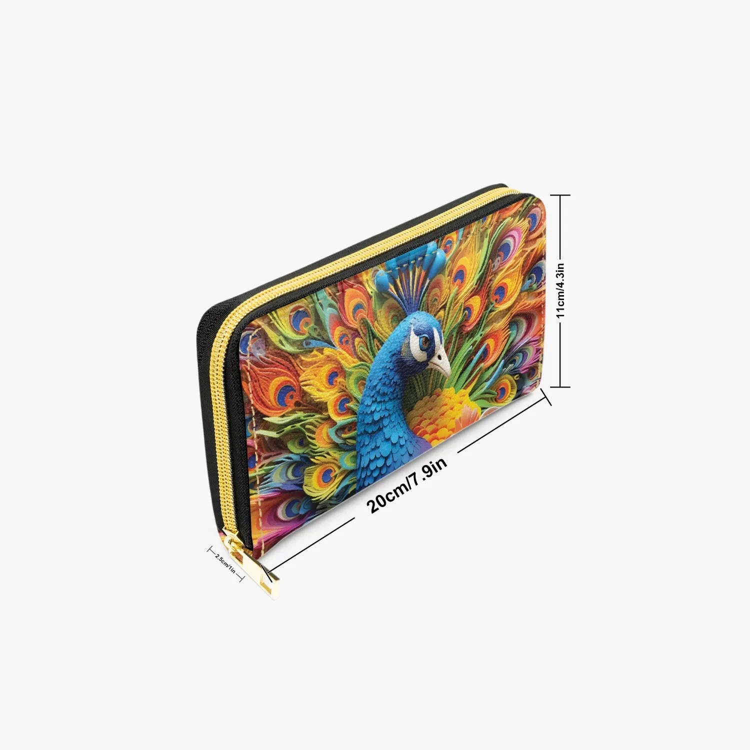 Long Type Zipper Purse - Peacock