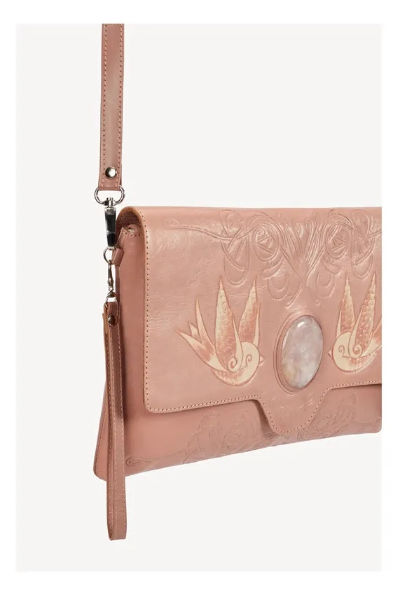 Lost Bird Clutch Shoulder Bag Dusty Pink