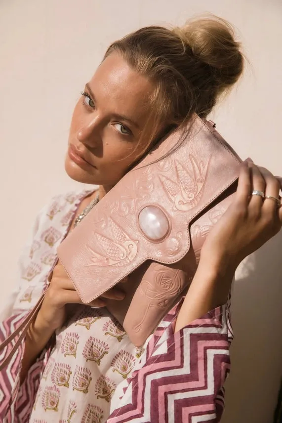 Lost Bird Clutch Shoulder Bag Dusty Pink