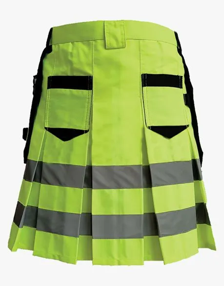 LUMINOUS GREEN AND BLACK FIREFIGHTER KILT