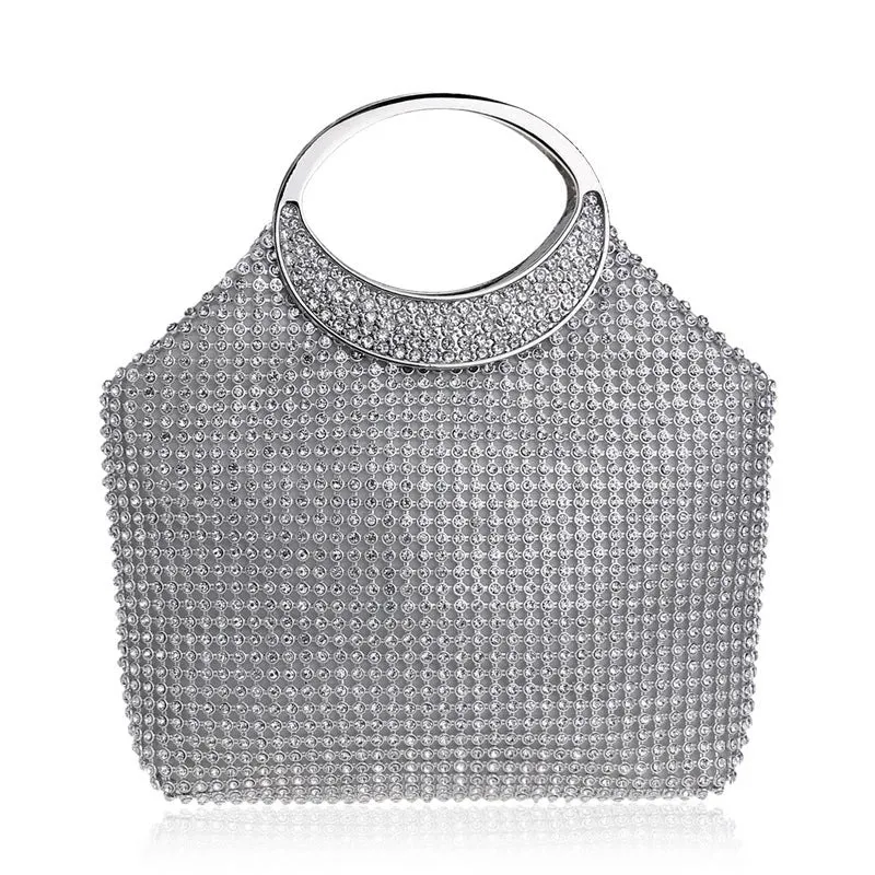 Luxy Moon Bucket Clutches Rhinestones Party Handbags Wedding Purse