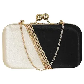 MaFs Embelished Women's Clutch Gold and Black Clutch for weddings and Parties