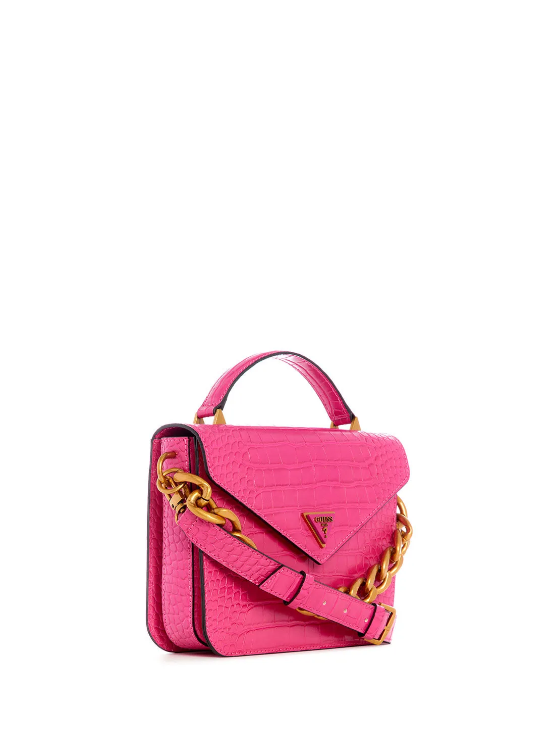 Magenta Retour Croco Crossbody Bag