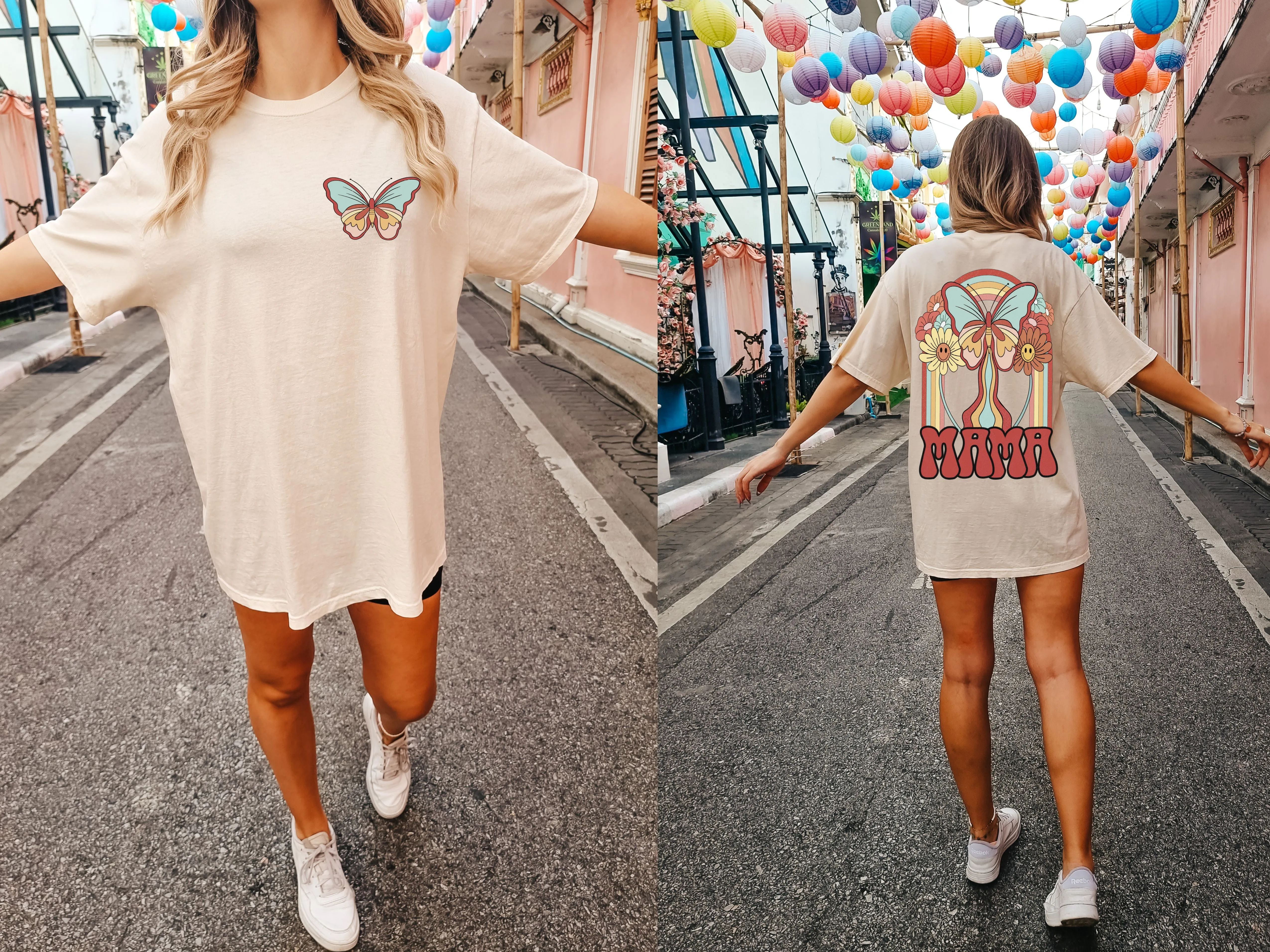 Mama Daisy and Butterflies- Oversized Fit, Multiple Colors