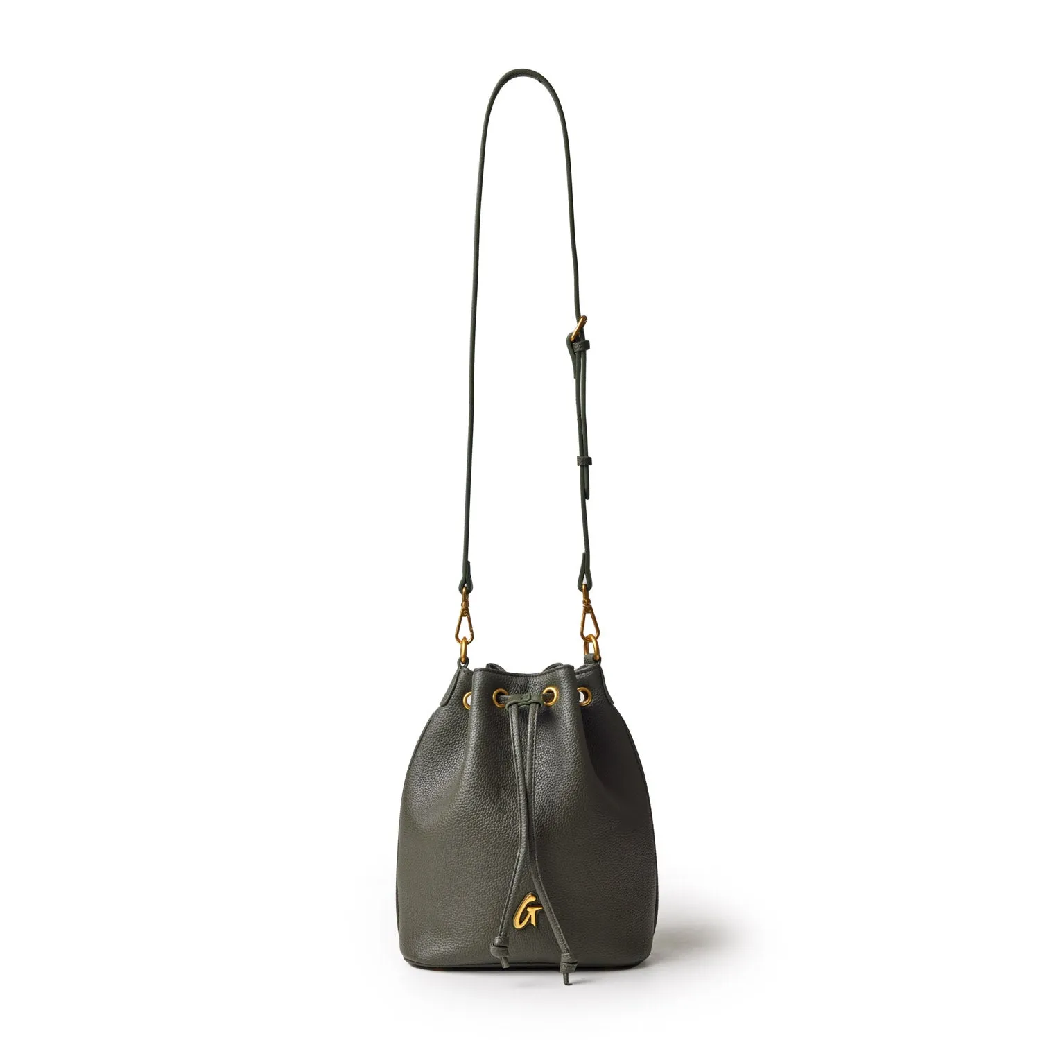 MEDIUM PEBBLE BUCKET BAG - OLIVE GREEN