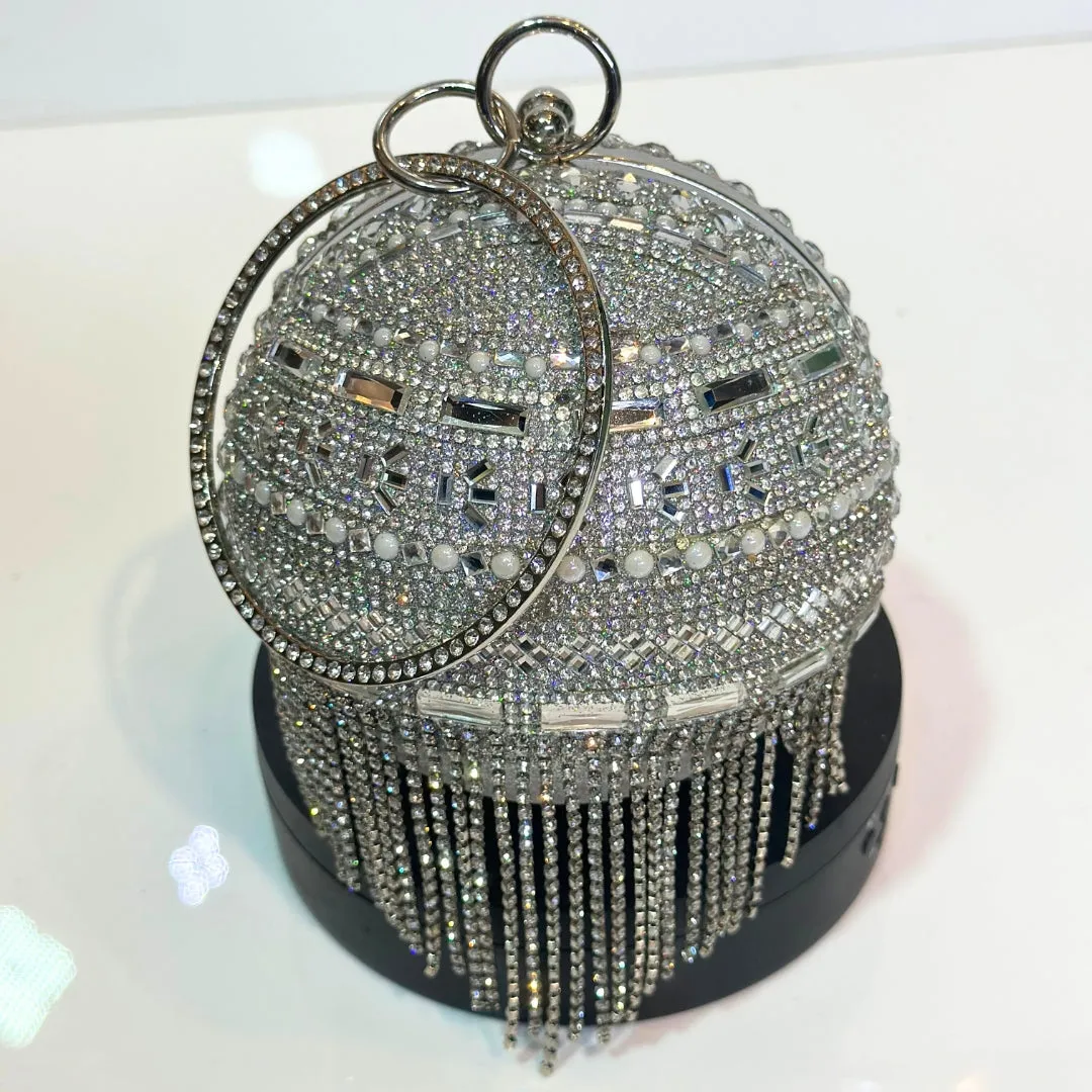 Metallic Gemstone Ball Clutch