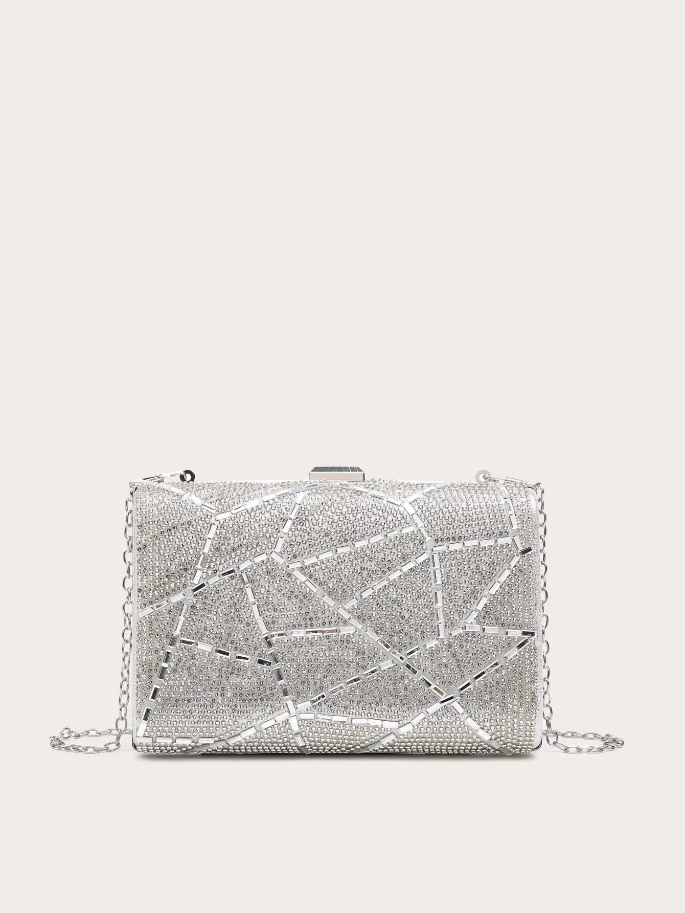 Metallic Rhinestone Decor Clutch Bag