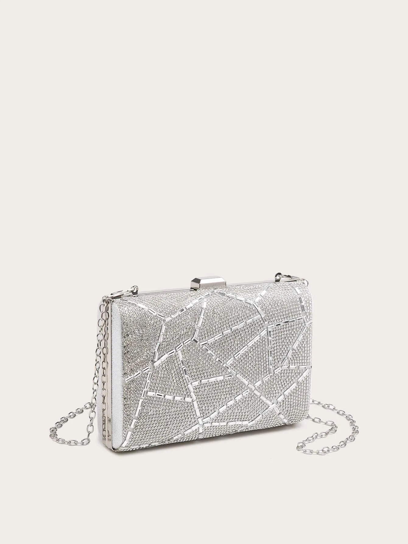 Metallic Rhinestone Decor Clutch Bag