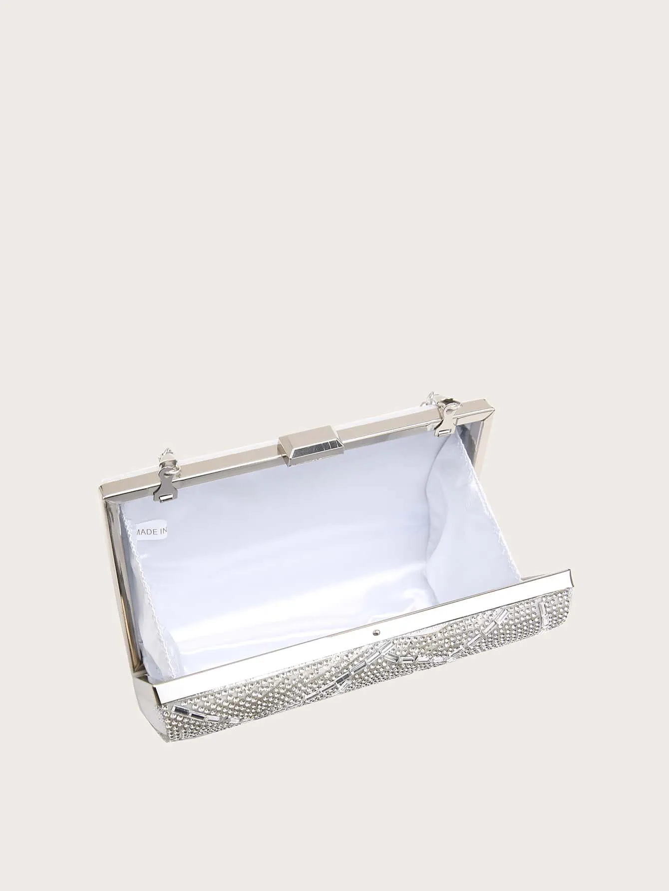 Metallic Rhinestone Decor Clutch Bag