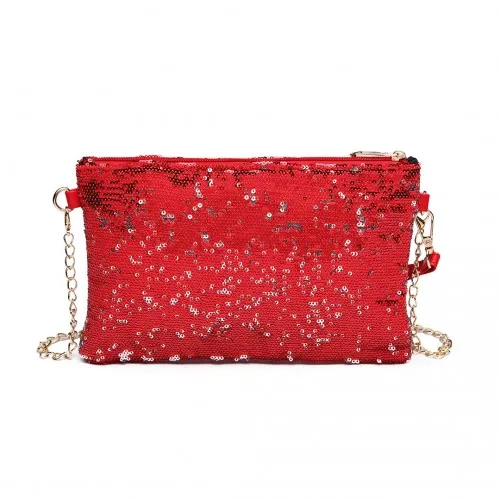 Miss Lulu Sequins Clutch Evening Bag - Red | Elegant & Stylish