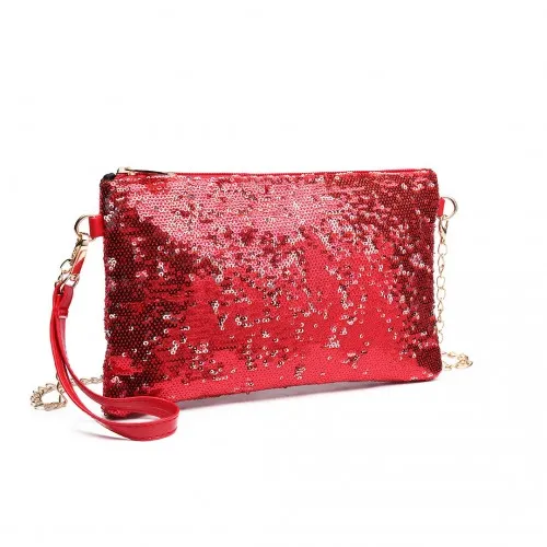 Miss Lulu Sequins Clutch Evening Bag - Red | Elegant & Stylish