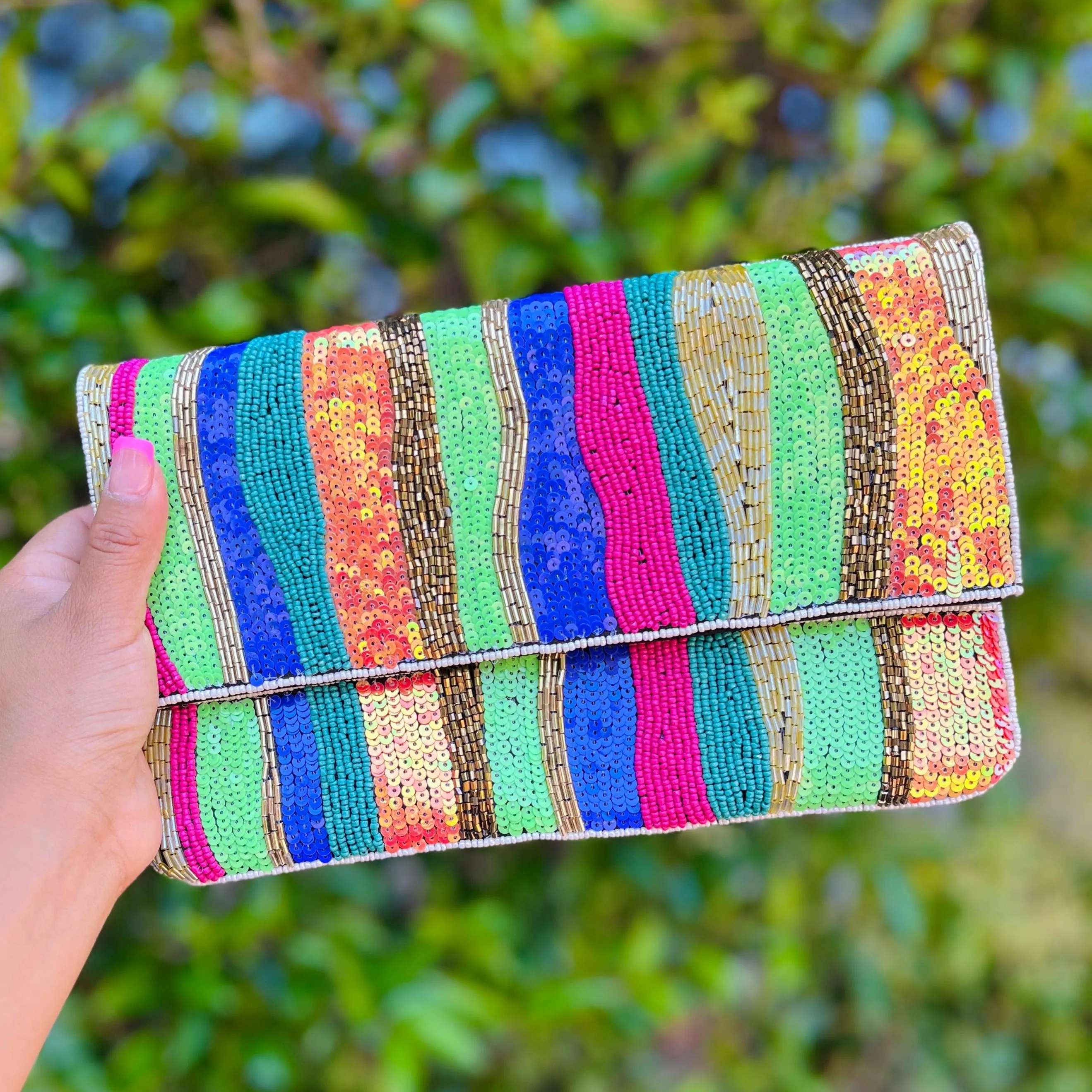 Multicolor Sequin Bead Clutch Purse