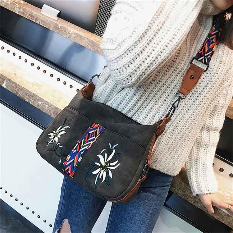 Multifunction Shoulder Embroidery Handbag