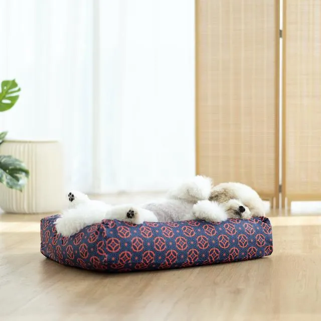 Ohpopdog Peranakan Inspired Baba Navy 150 Microbeads Dog Bed