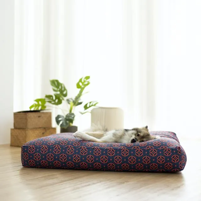 Ohpopdog Peranakan Inspired Baba Navy 150 Microbeads Dog Bed