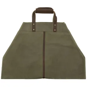 Olive Drab - Wax Canvas Log Carrier – Indoor/Outdoor Firewood Bag – Great for Campfires and Fireplaces