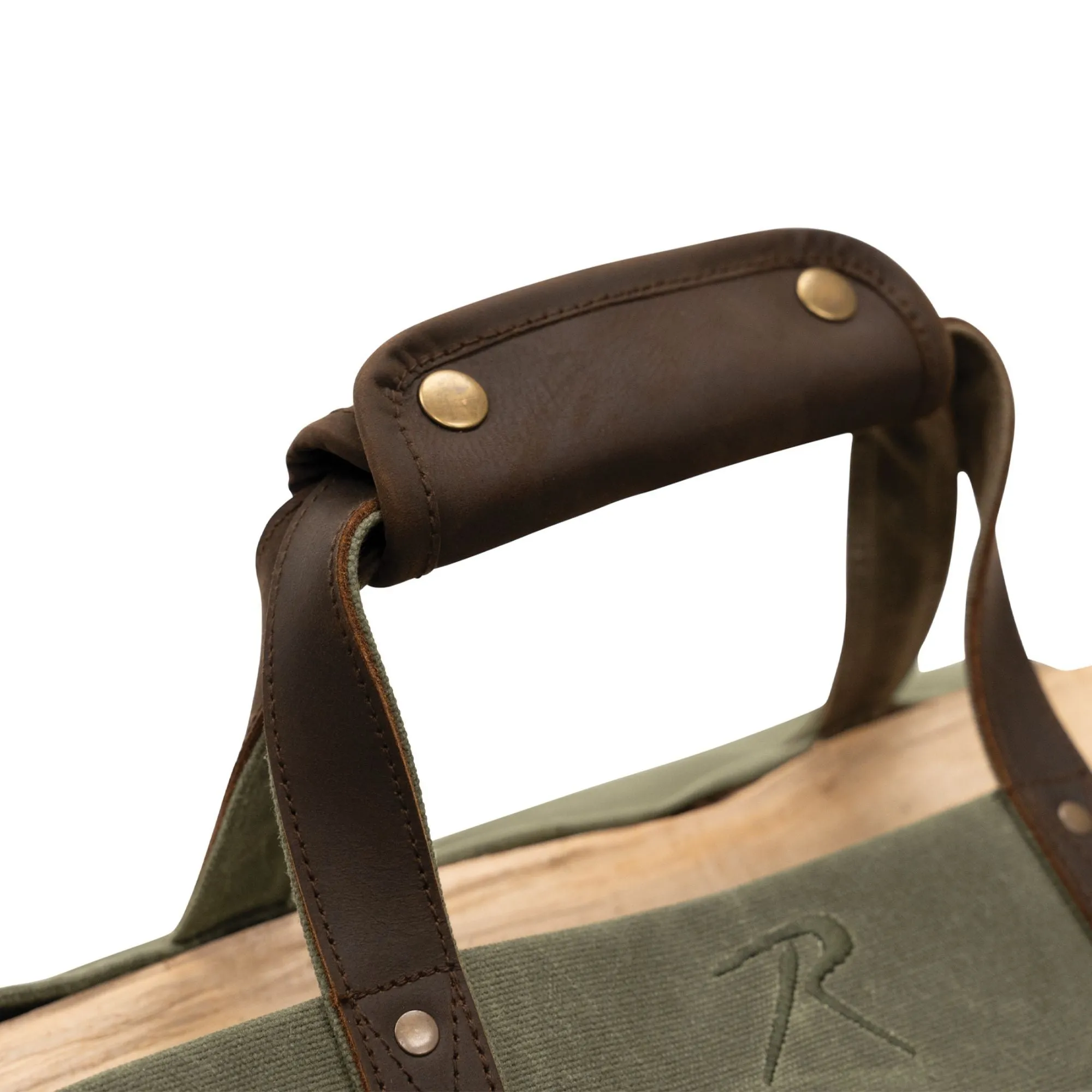 Olive Drab - Wax Canvas Log Carrier – Indoor/Outdoor Firewood Bag – Great for Campfires and Fireplaces