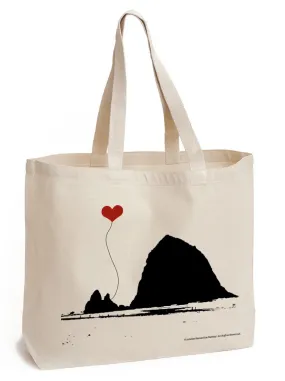 Oregon Coast Haystack Rock heavyweight cotton canvas tote bag