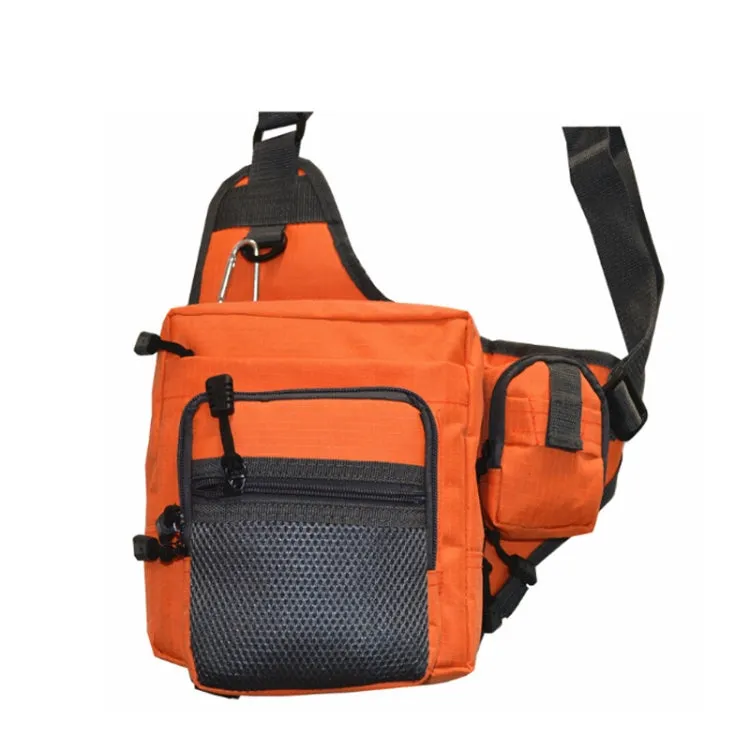 Outdoor Fishing Supplies Oxford Cloth Tricolor Fishing Crossbody Bag(Orange)