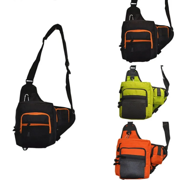 Outdoor Fishing Supplies Oxford Cloth Tricolor Fishing Crossbody Bag(Orange)