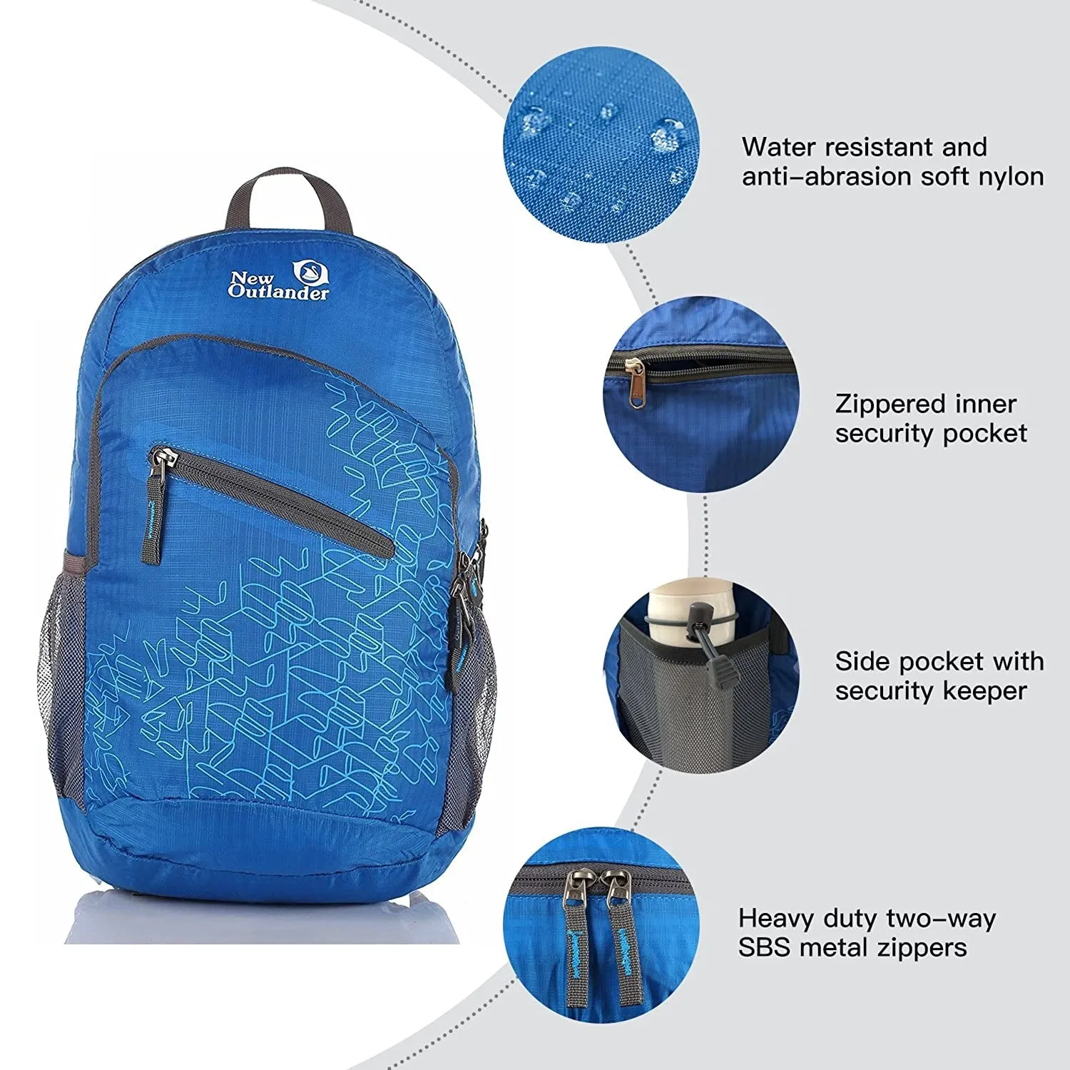 Outlander Ultra Lightweight Packable Water Resistant  Travel Hiking Backpack | Dark Blue