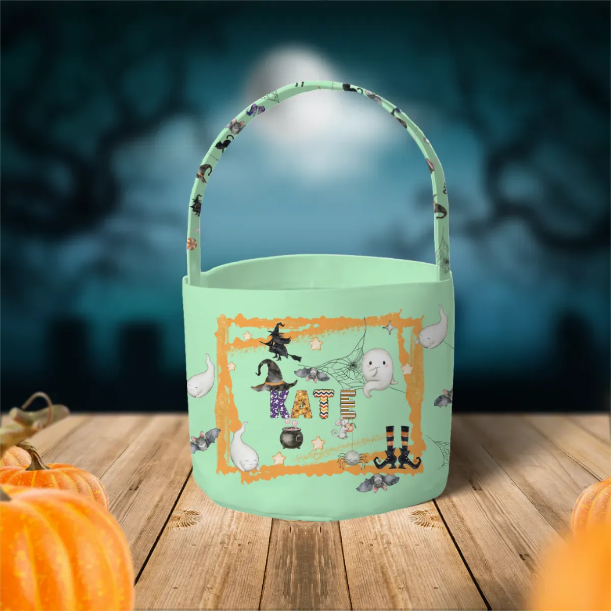 Personalised Fabric Basket Halloween