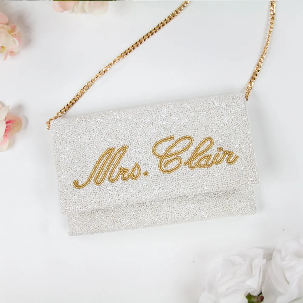 Personalized Mrs Beaded Clutch Purse (LHFC)