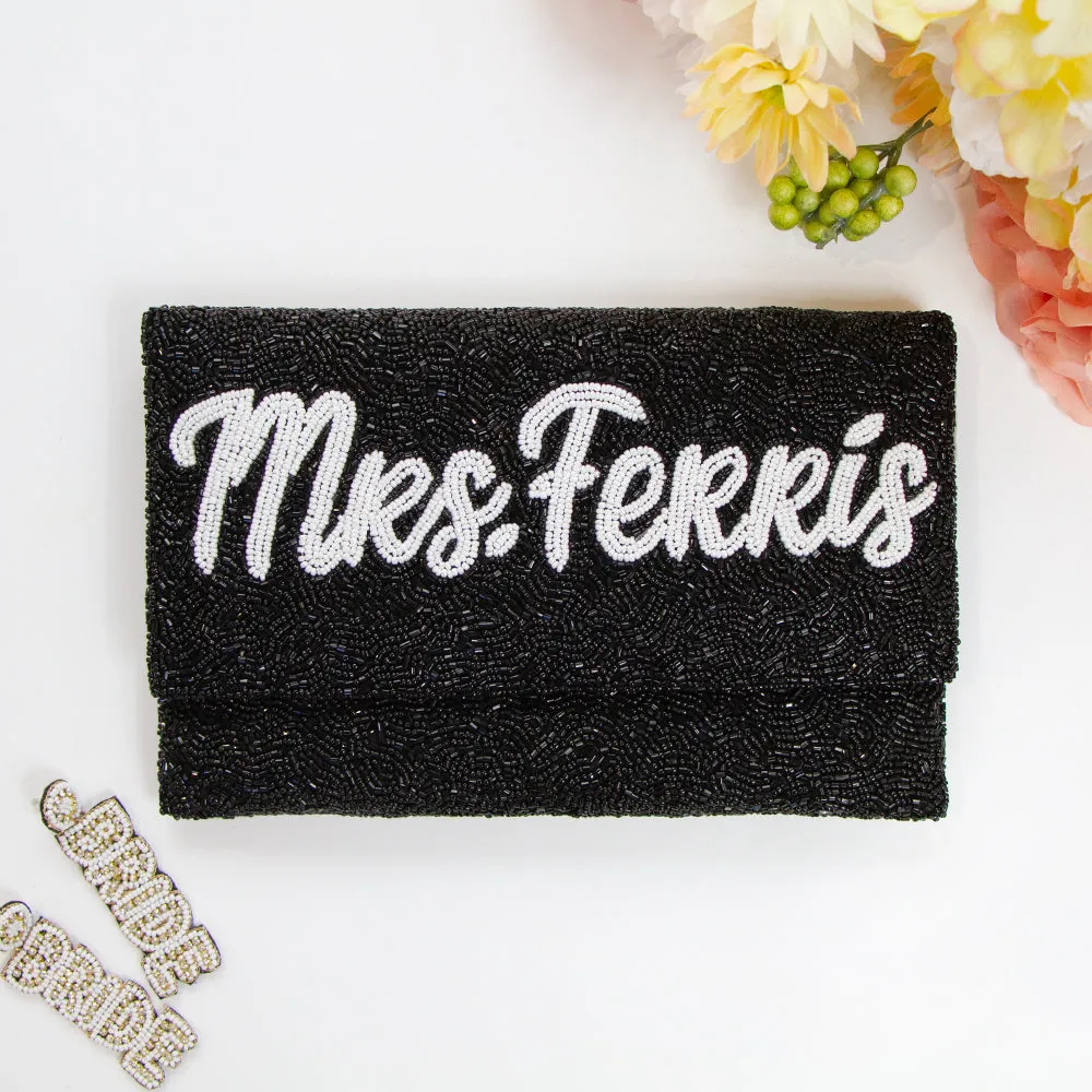 Personalized Mrs Beaded Clutch Purse (LHFC)