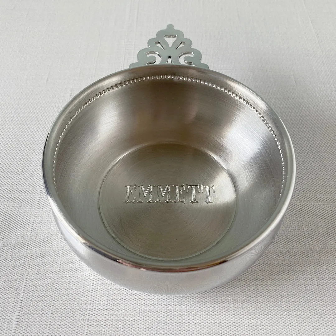 Pewter Beaded Edge Baby Porringer