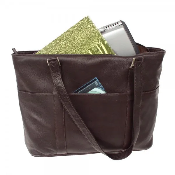 Piel Leather Computer Tote Bag Assorted Colors