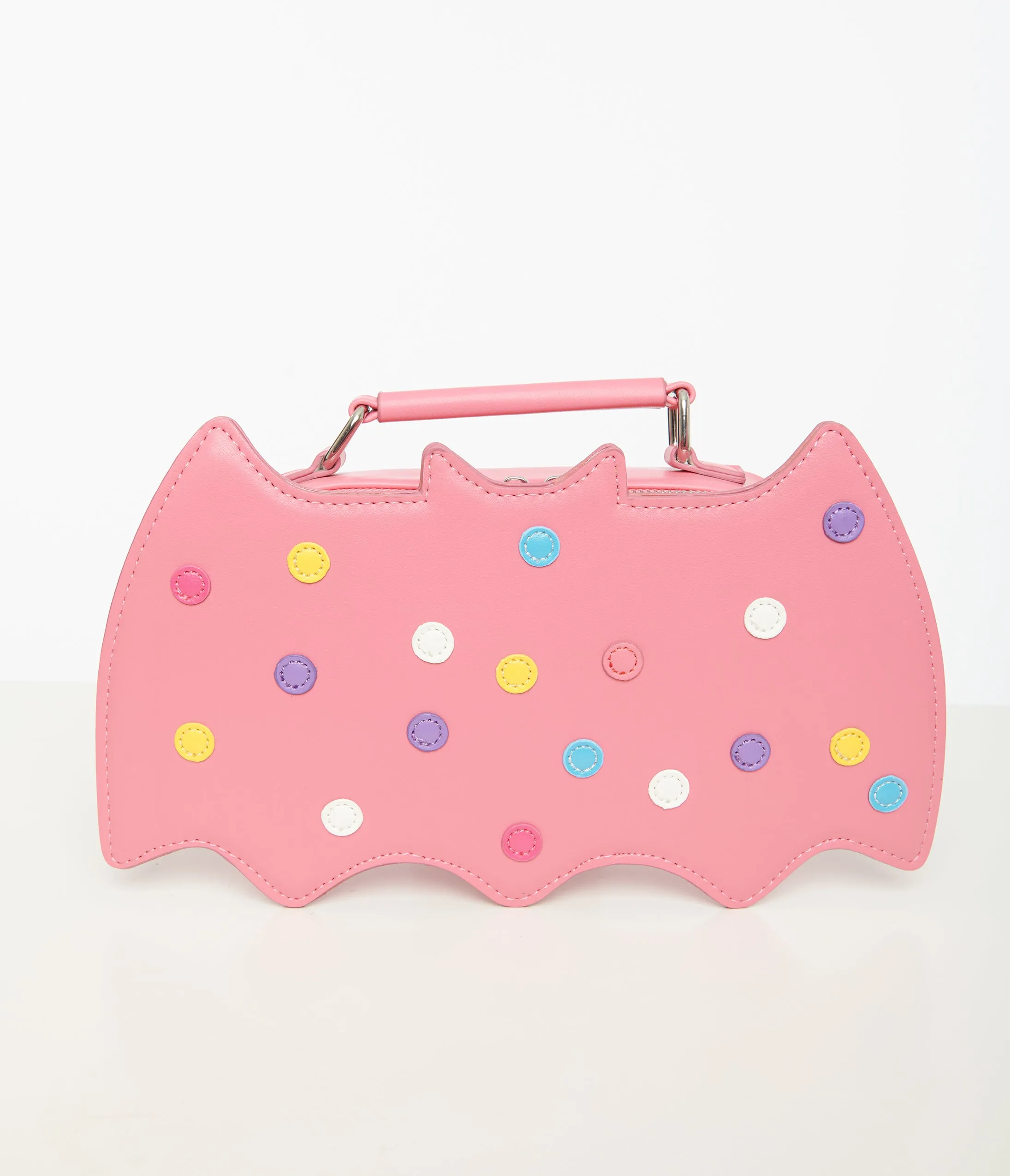 Pink Leatherette Circus Cookie Bat Crossbody Bag