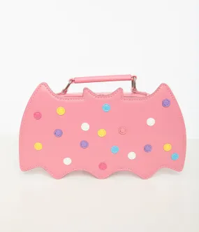 Pink Leatherette Circus Cookie Bat Crossbody Bag