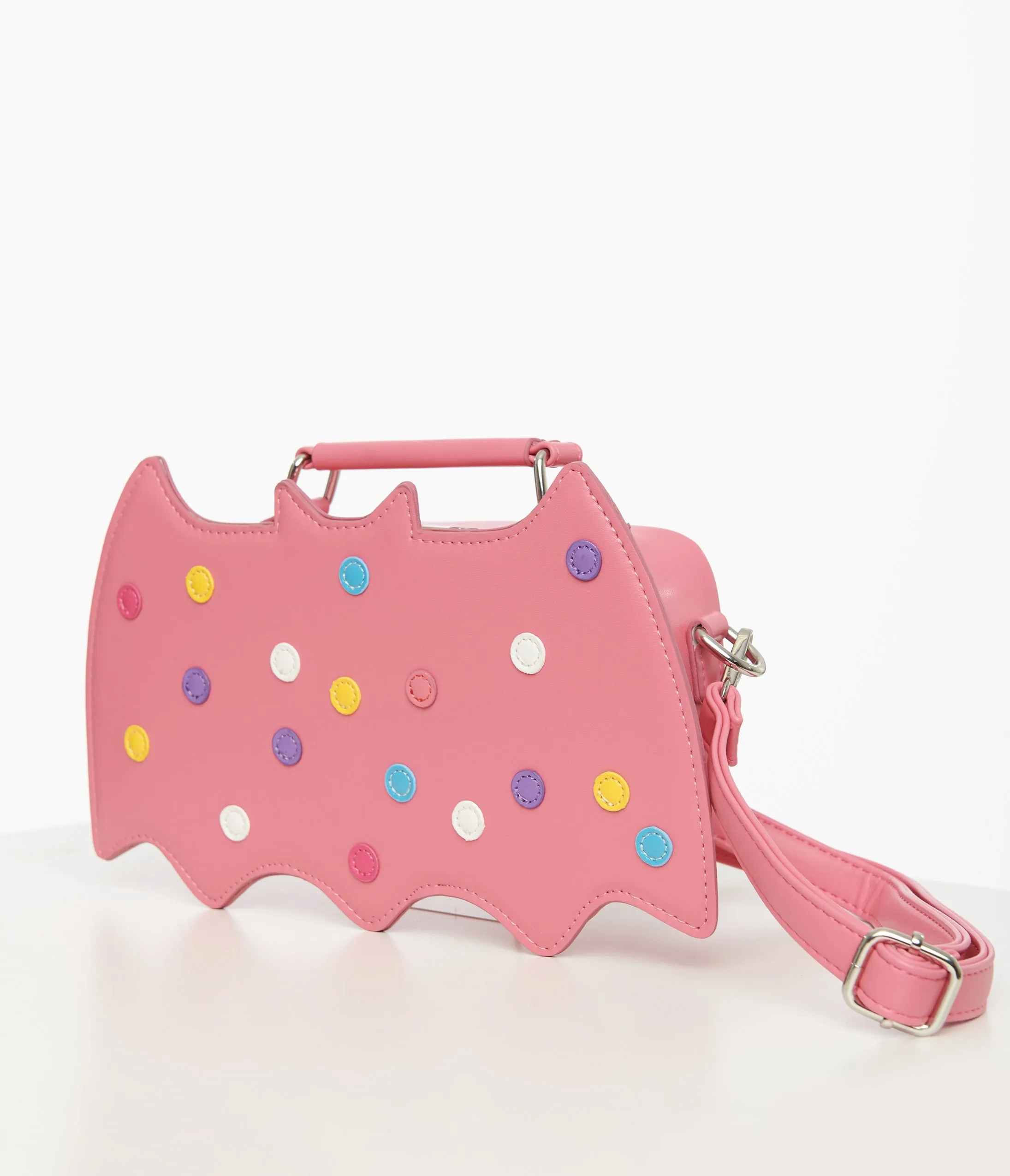 Pink Leatherette Circus Cookie Bat Crossbody Bag