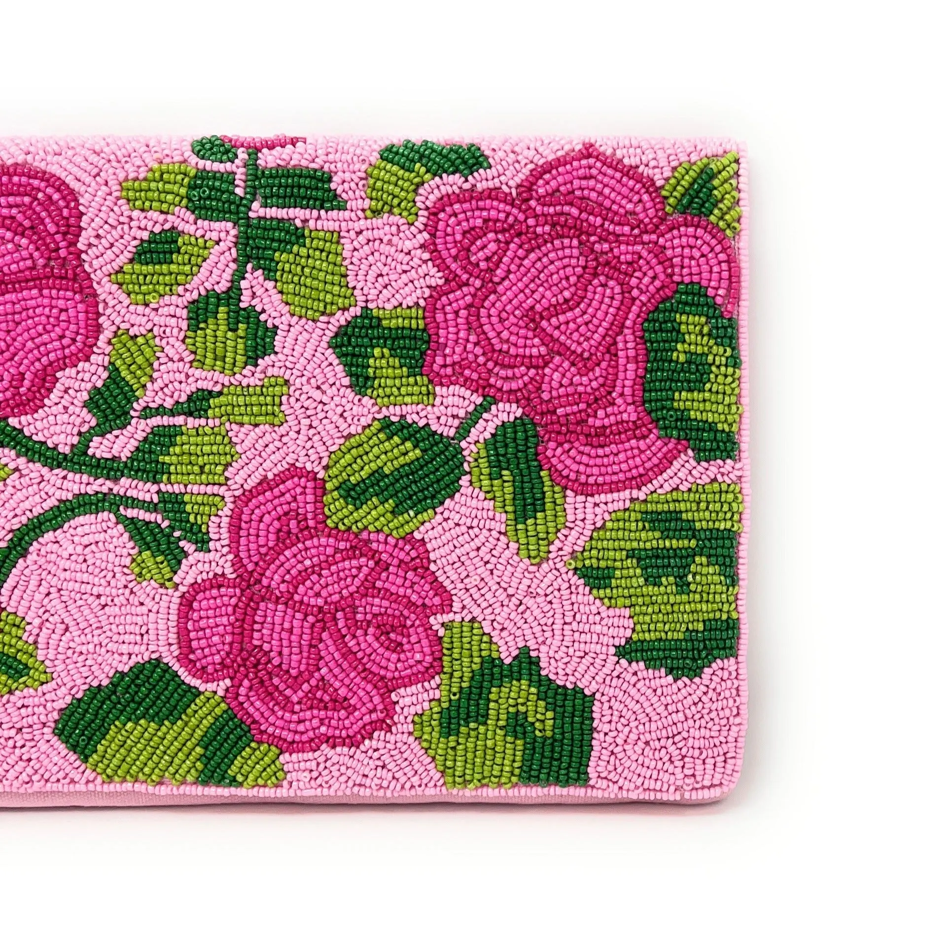 Pink Rose Beaded Clutch Purse