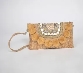 Pom-Pom Embellished & Braided Jute Sling Bag Q