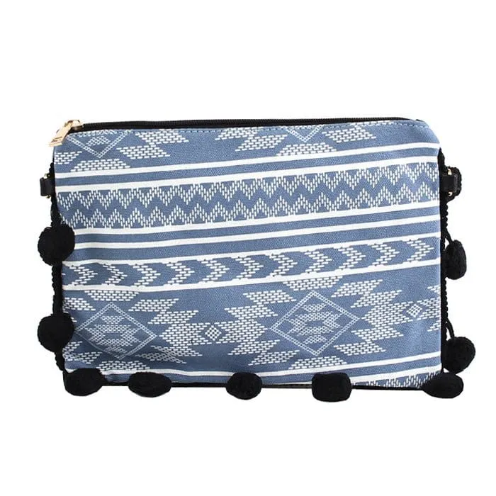 PPC3949(BK) Aztec Print Fashion Clutch/Crossbody Bag