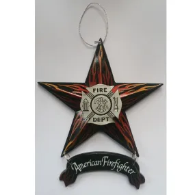 "American Firefighter Star Ornament 6-pack" by the designers at Trendy Décor 4U. Arrives ready to hang. - Multi