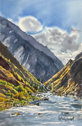 "Middlefork Memories" - Original watercolor painting or Canvas Giclée art print of  the Middlefork of the Salmon River