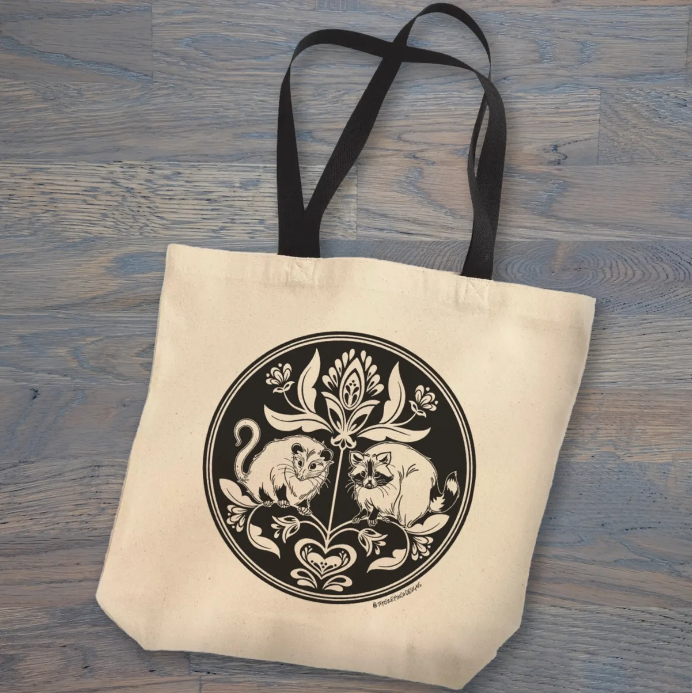 Raccoon   Opossum Hex Tote Bag