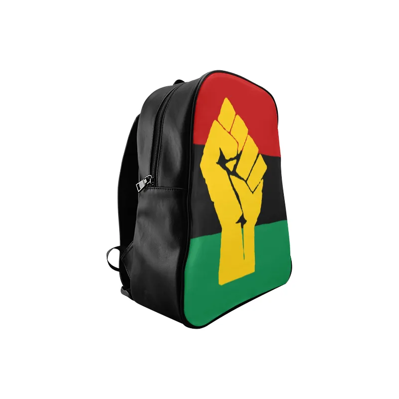 RBG Flag w/ Yellow Fist Leather Bookbag