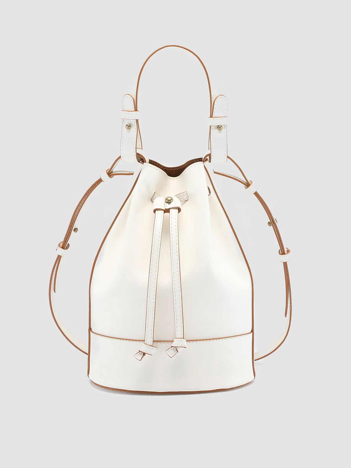 SADDLE 08 - White Leather Bucket Bag