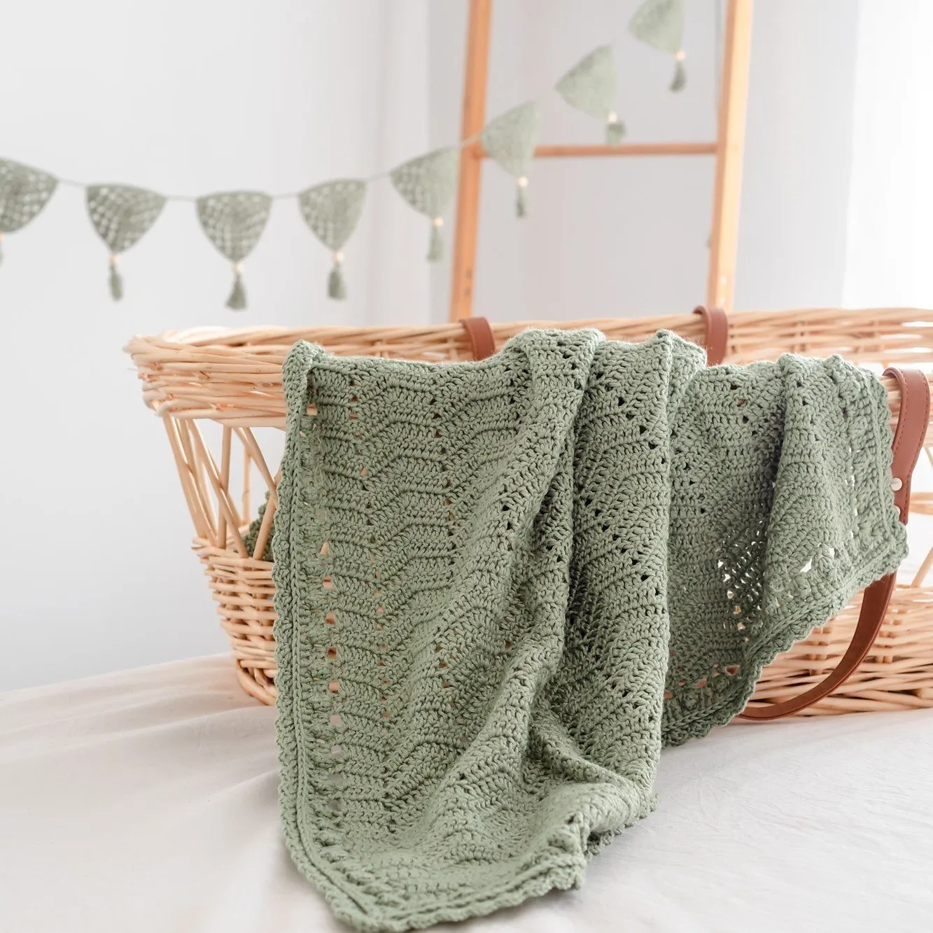 Sage Crochet Bunting Flag