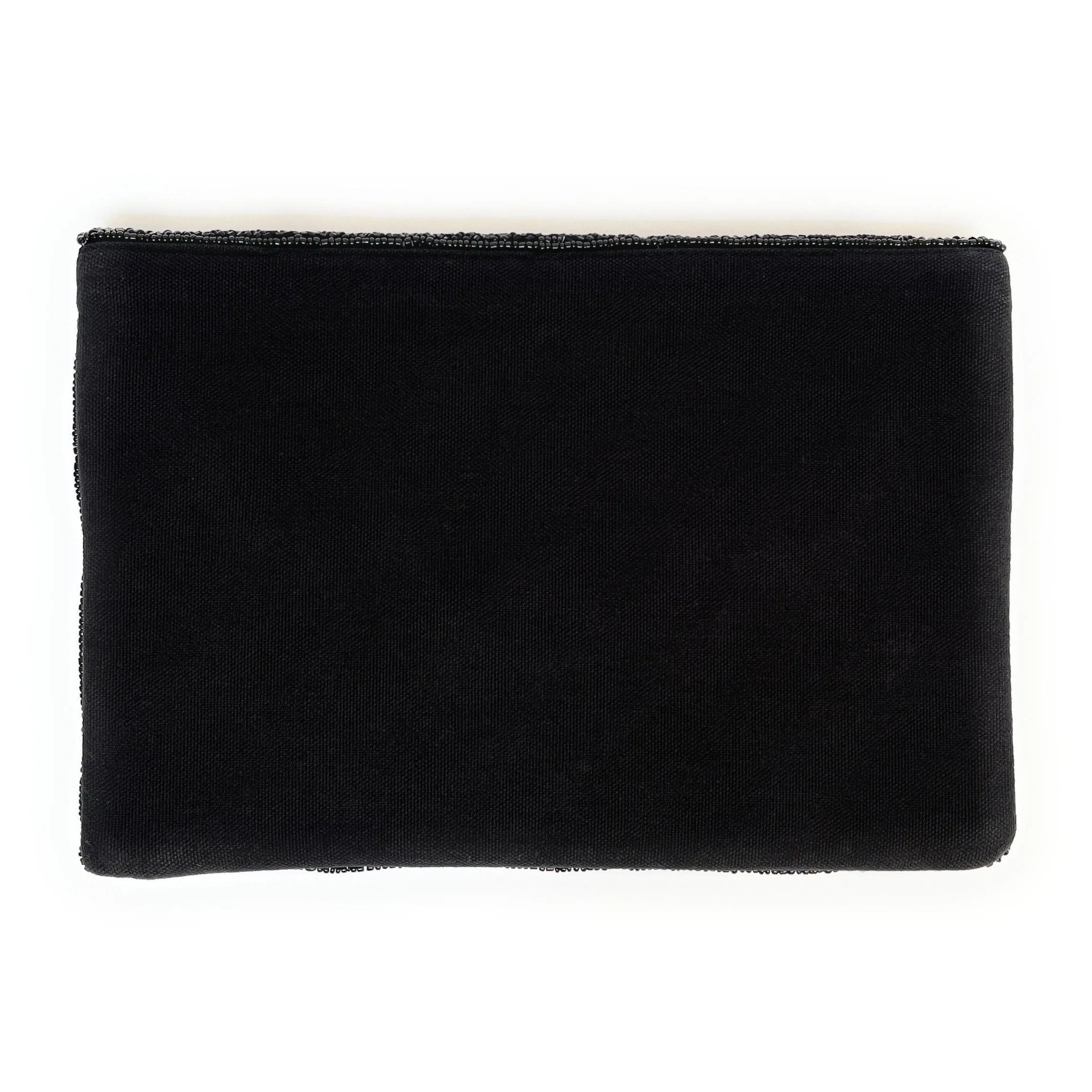 Scalloped Black Beaded Clutch Purse