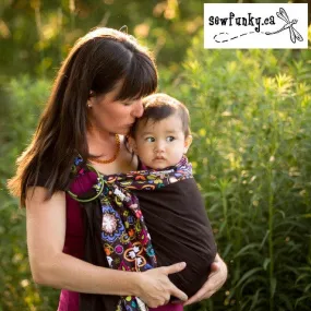 Sewfunky Designer Baby Sling Birds of Norway on Espresso #SF010