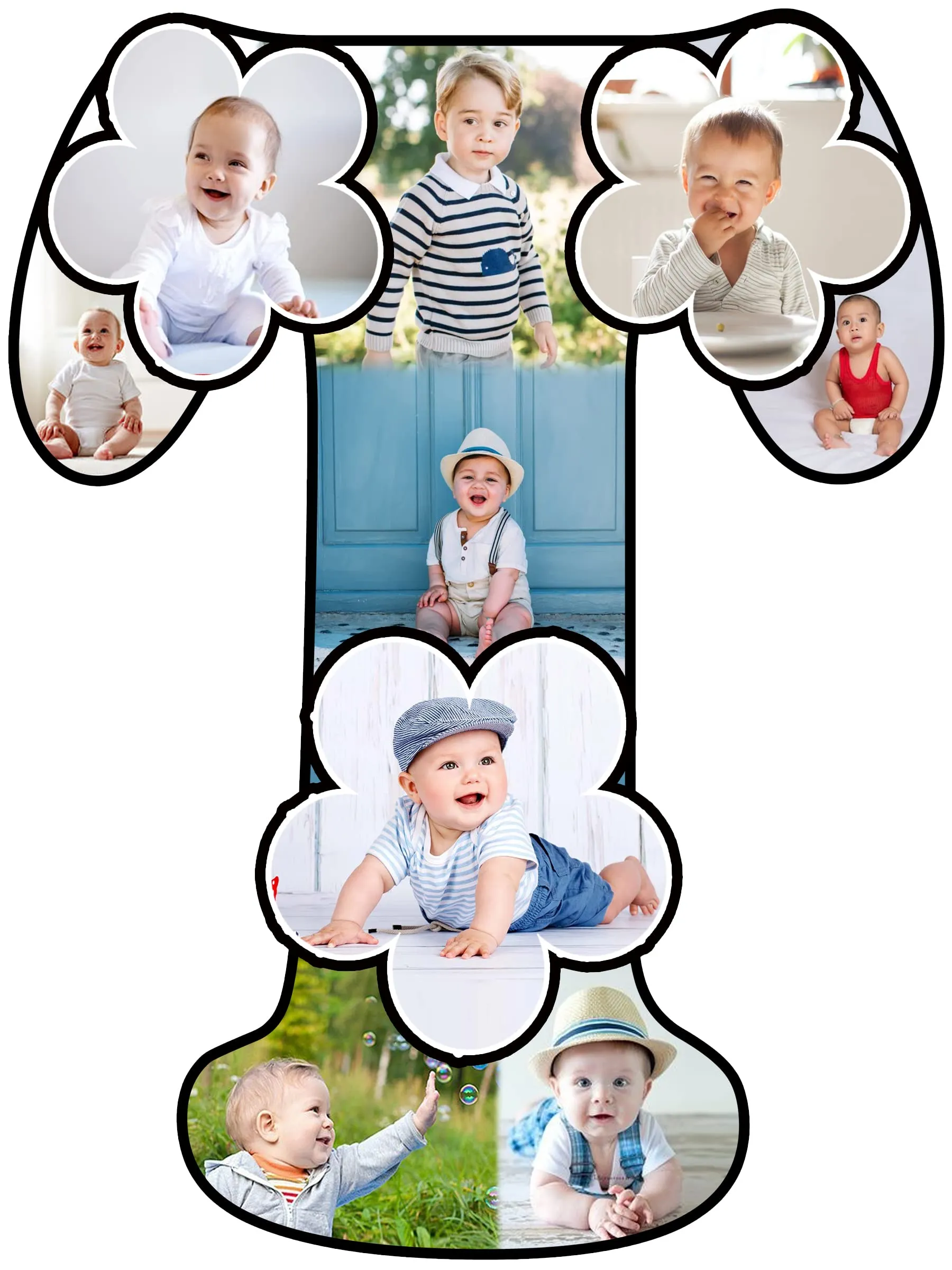 Shri Kanth Art® Customized Wooden Flower Alphabet Shape Photo Frame (Multi_11 Inch X 8.5 Inch) for Home Decor (T)| Happy Birthday, Anniversary Photo Cut Out Frame for Boy & Girl for Gift