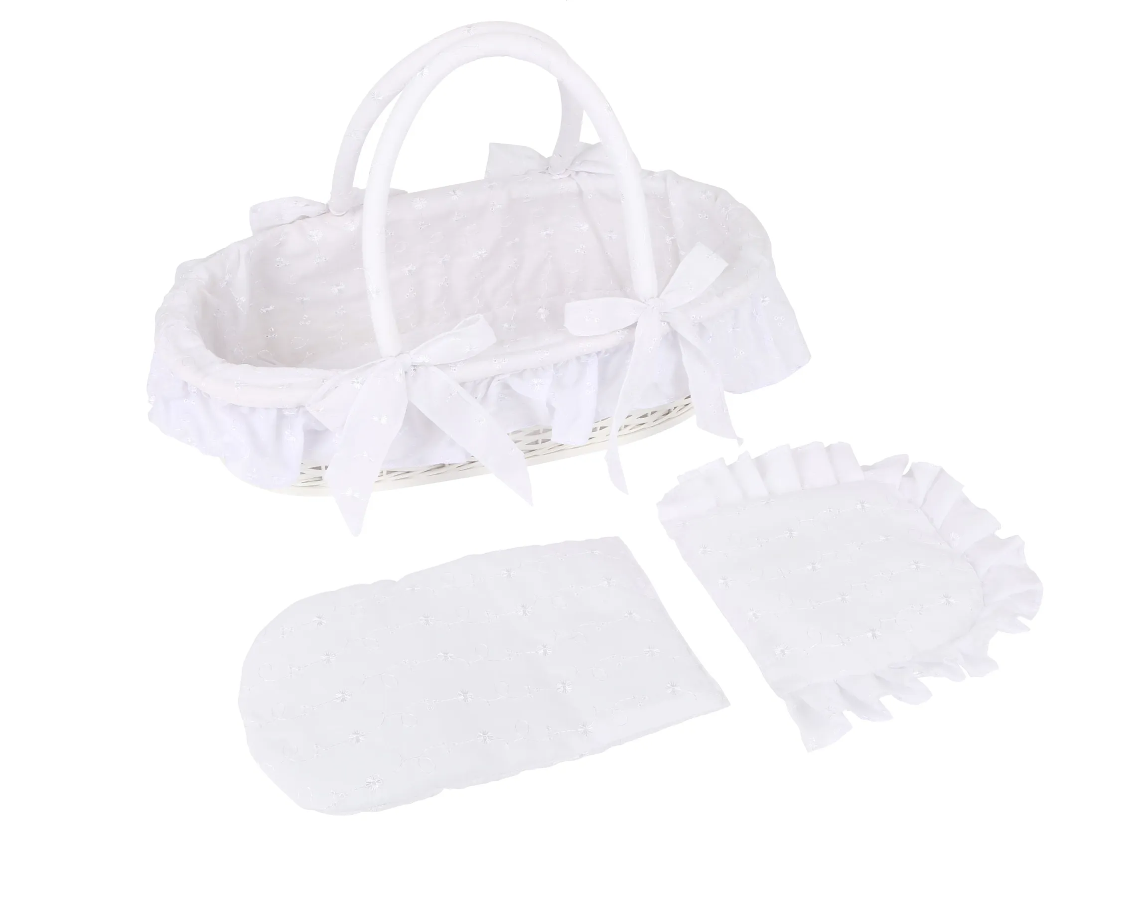 Small Foot Doll's Broderie Anglaise Moses Basket