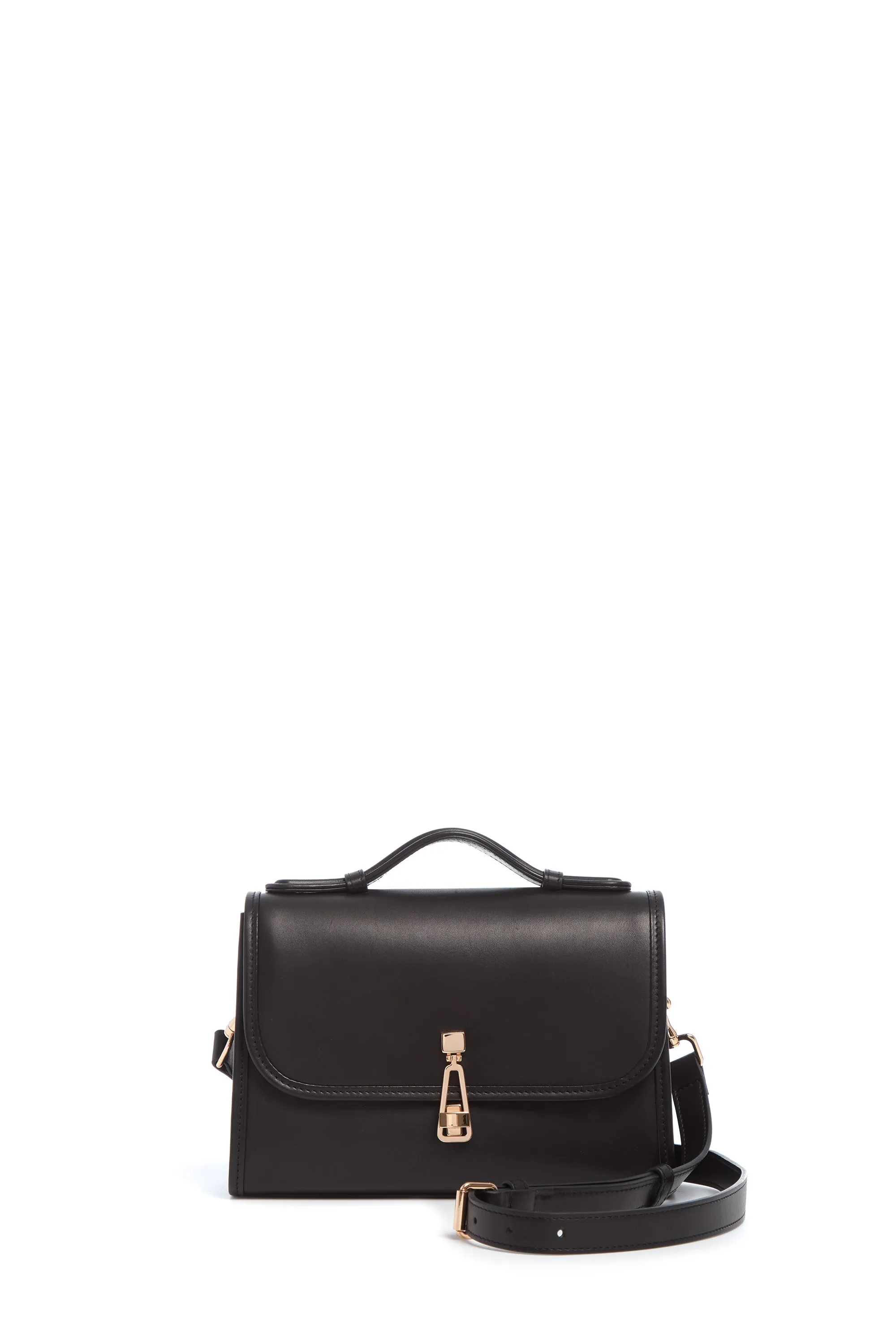 Small Leonora Flap Bag in Black Leather