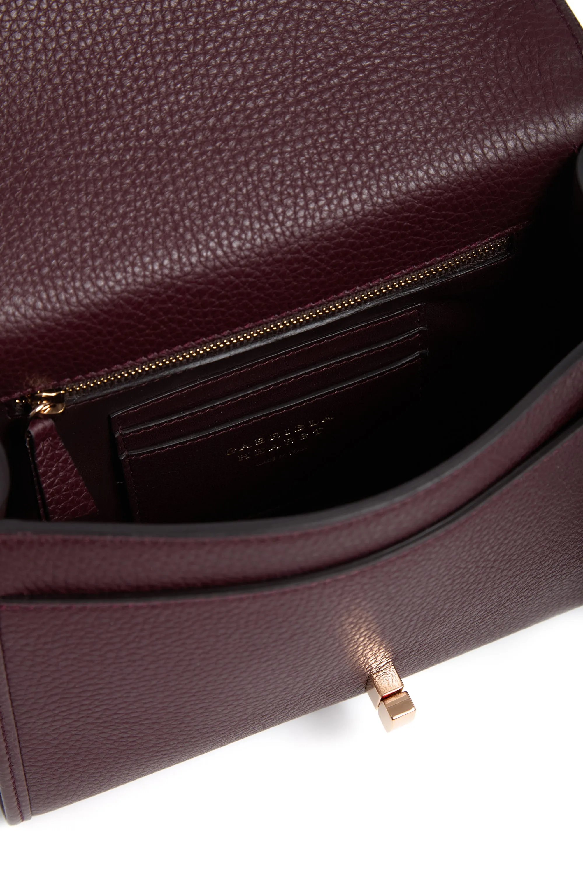 Small Leonora Flap Bag in Bordeaux Textured Leather